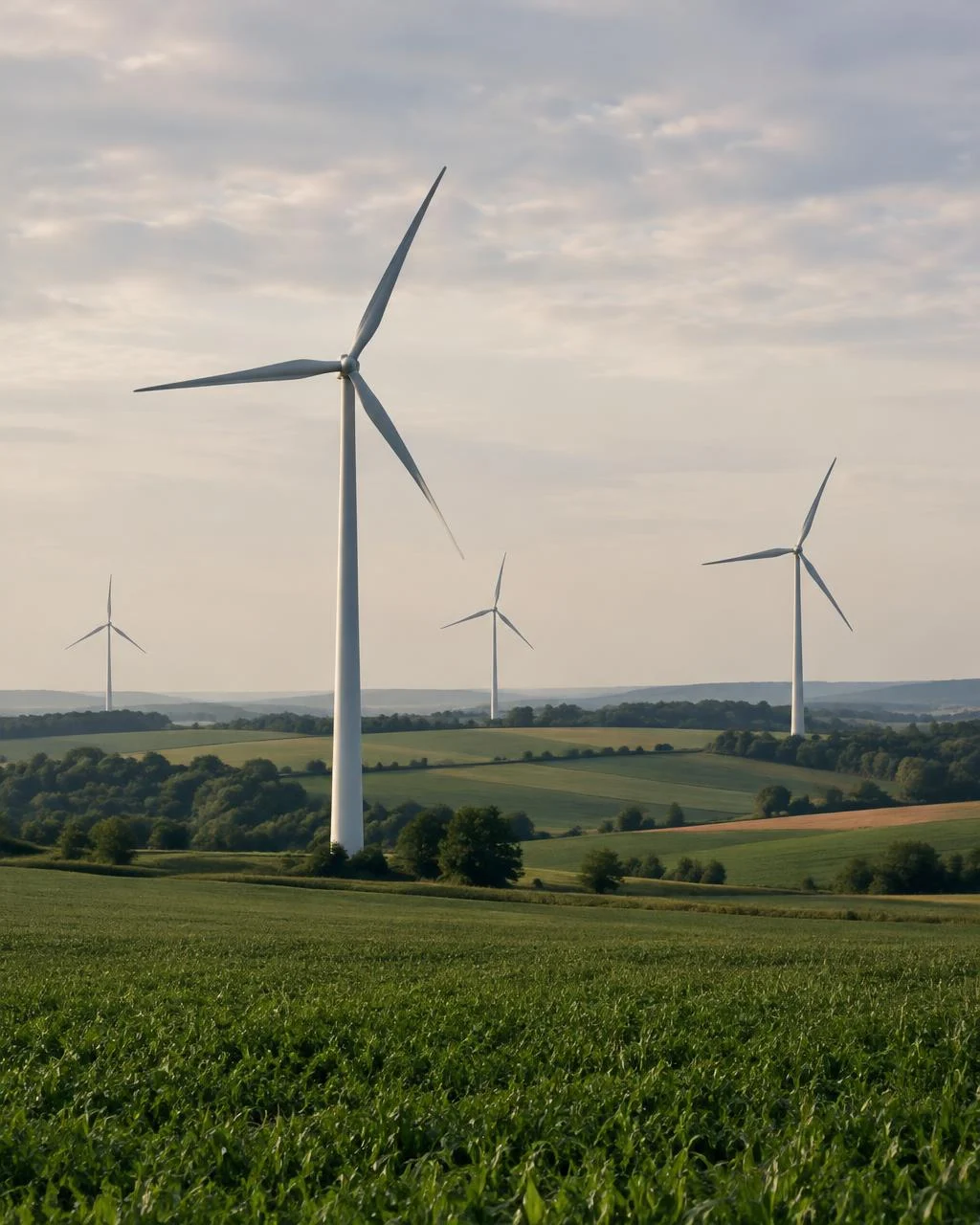 Wind turbines over farmland